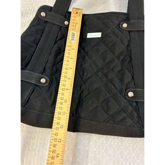 Vera Bradley 16x12" black quilted shoulder bag purse magnectic closure zebra lin - Picture 7 of 9